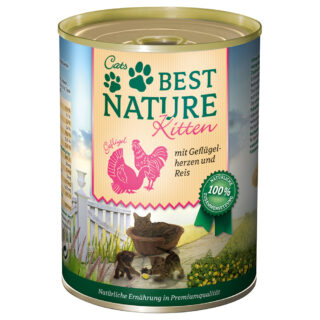 Best Nature Kitten 6 x 400 g - Geflügelherzen & Reis