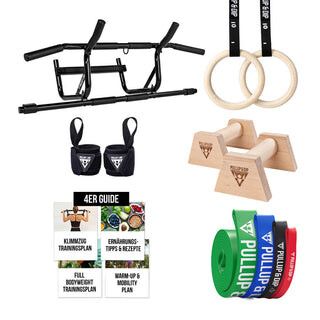 Calisthenics Beginner Essentials Set für Anfänger - Klimmzugstange zum Einhängen im Türrahmen