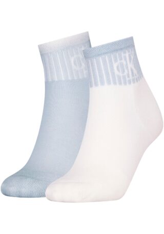 Calvin Klein Jeans Socken "CKJ WOMEN QUARTER 2P GLOSSY RIB" 2 Stk. tlg. mit dezentem Logo-Design