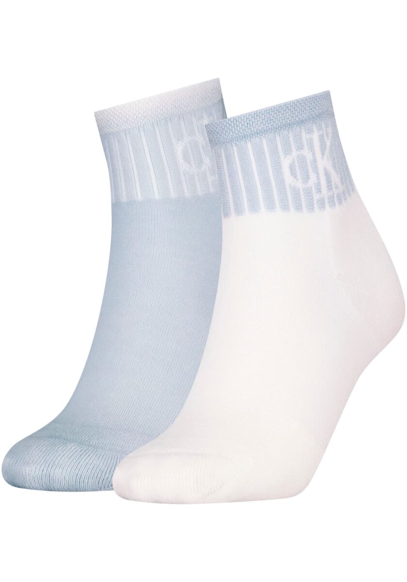Calvin Klein Jeans Socken "CKJ WOMEN QUARTER 2P GLOSSY RIB" 2 Stk. tlg. mit dezentem Logo-Design