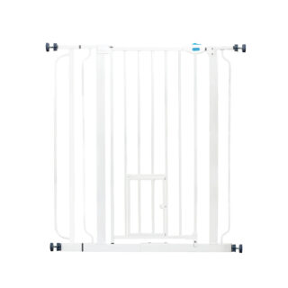Carlson extrahohes Gitter mit Kleintiertür - 75 - 90 cm breit, weiß