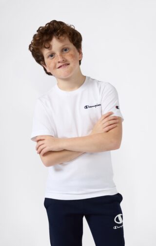 Champion "ICONS CONTRAST Crewneck T-Shirt" mit Rundhalsausschnitt, Kurzarm, aus Baumwolle, klassischer Schnitt