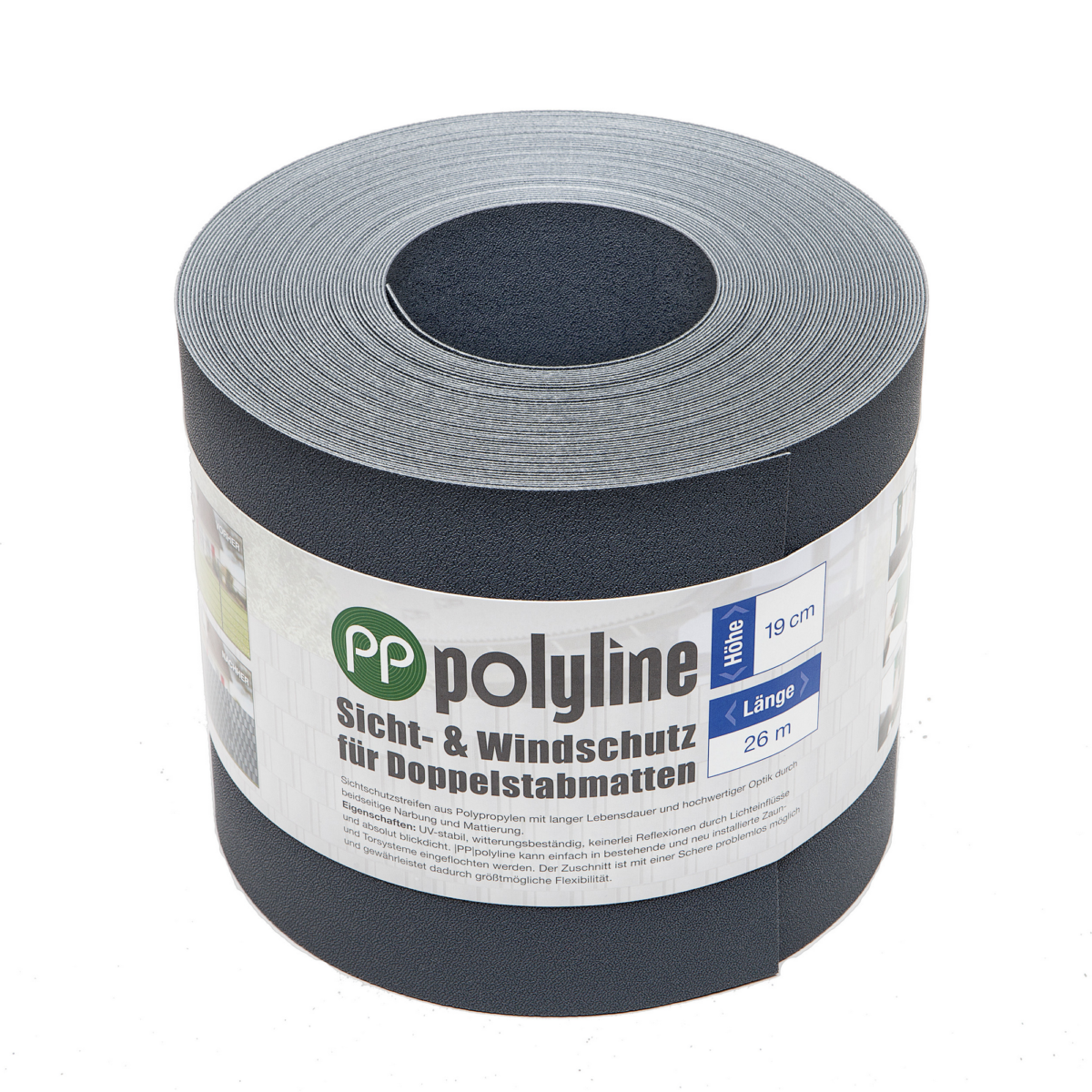 deutsche zauntechnik Sichtschutzstreifen 'polyline' anthrazit 19 x 2600 cm Dreierpack
