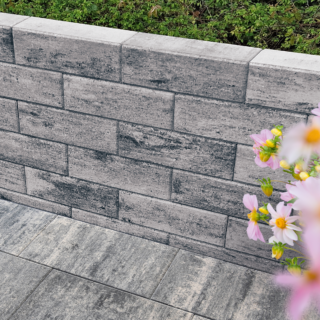 Diephaus Mauerstein 'T-Wall Block' Beton weiß/schwarz 40 x 20 x 14 cm
