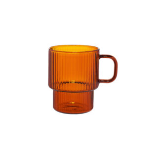 Geriffeltes Latte-Glas mit Henkel, 260 ml – Braun