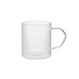 Geriffeltes Latte-Glas mit Henkel, 320 ml – Transparent