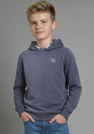 H.I.S Kapuzensweatshirt "H.I.S Hoodie mit Logo-Druck in melierter Ware für Jungen", Für TEENS. Hoodie mit kleinem Druck