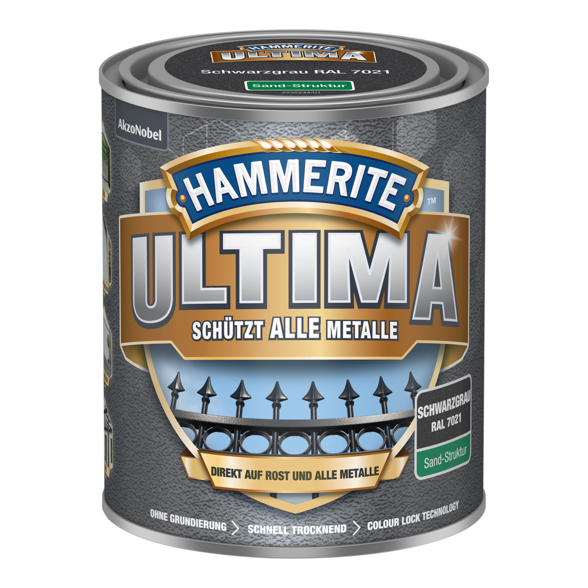 Hammerite Metallschutzlack 'Ultima Sand-Struktur' schwarzgrau RAL 7021 750 ml