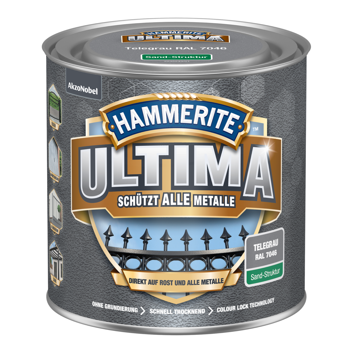 Hammerite Metallschutzlack 'Ultima Sand-Struktur' telegrau RAL 7046 250 ml