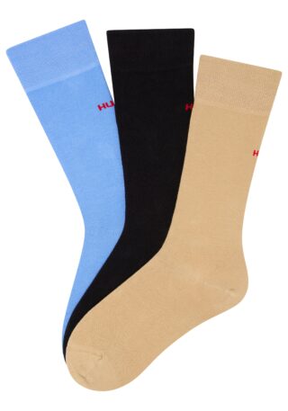 HUGO Underwear Businesssocken "3P RS UNI CC" Packung, 3 Paar tlg. mit kontrastfarbenen HUGO Logo-Schriftzug