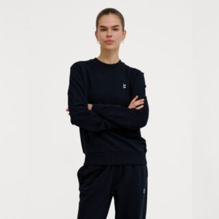 Hummel Pulse Sweat Crewneck XS – Schwarzer Trainingspullover für komfortables Laufen und Workout, atmungsaktiv und bequem