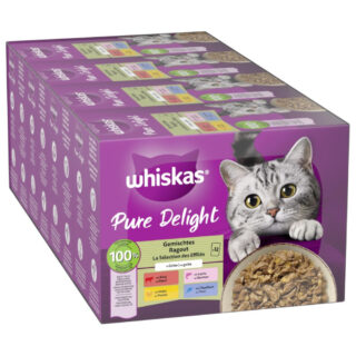 Jumbopack Whiskas Pure Delight Portionsbeutel 144 x 85 g - Gemischtes Ragout in Gelee