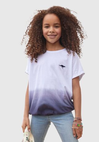 KangaROOS T-Shirt "mit Farbverlauf und Logodruck" Kurzarm, weite Fledermausärmel, modisches Batikmuster