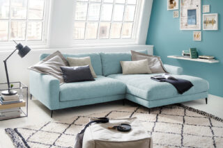 KAWOLA Ecksofa CARA Sofa Cord hellblau