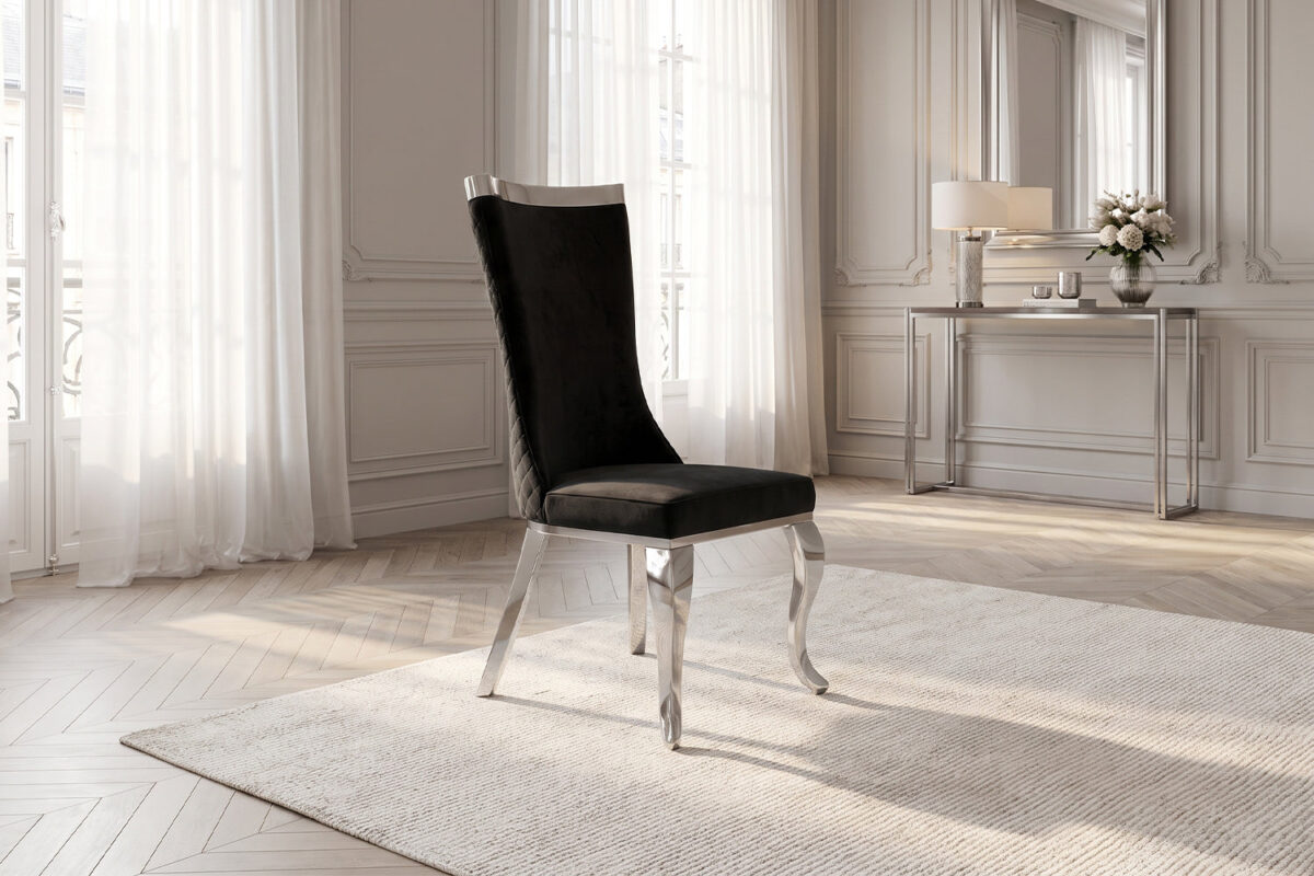 KAWOLA Esszimmerstuhl SELENA Barock Velvet schwarz