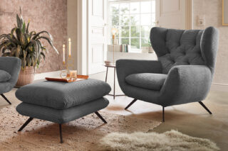 KAWOLA Sessel CHARME Hochlehnsessel Cord grau
