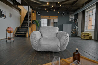 KAWOLA Sessel DAVITO Lederimitat im Vintagelook grau