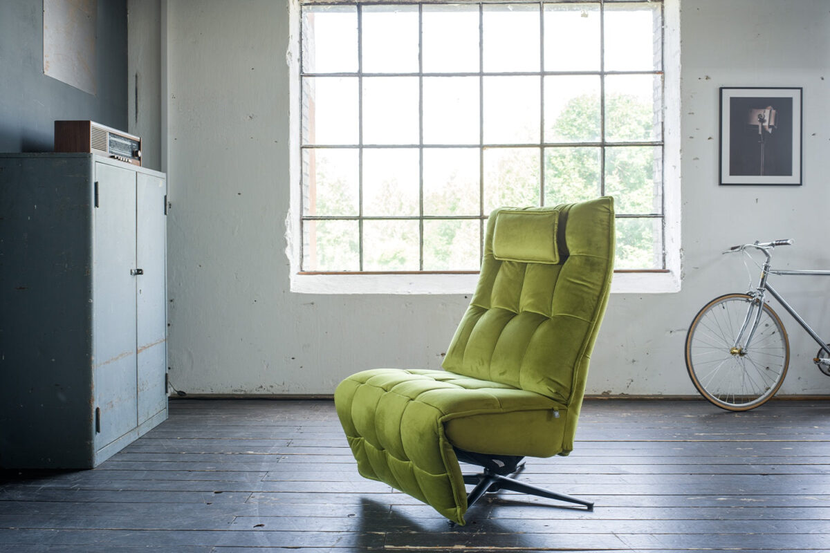 KAWOLA Sessel MIKO Relaxsessel drehbar Velvet grĂŒn
