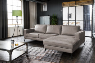 KAWOLA Sofa BLOOM Ecksofa Leder hellgrau