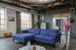 KAWOLA Sofa MALTA Ecksofa Stoff blau