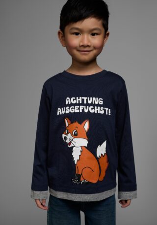 KIDSWORLD Langarmshirt "ACHTUNG AUSGEFUCHST" Shirt mit coolem Fuchsdruck