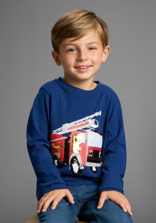 KIDSWORLD Langarmshirt "Feuerwehr Pailletten Shirt" Shirt mit Feuerwehr Wende-Pailletten