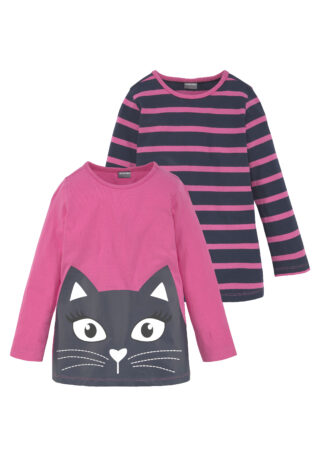 KIDSWORLD Langarmshirt "für kleine Mädchen" 2er-Pack, 2 Stk. Langarm, lässige Passform