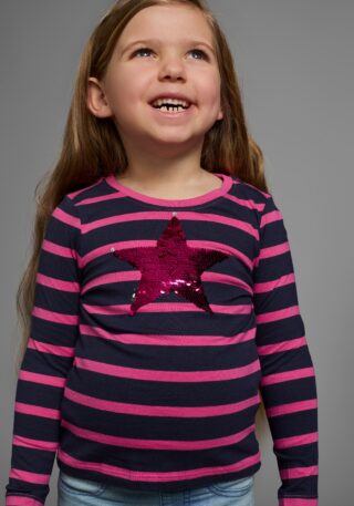 KIDSWORLD Langarmshirt "für kleine Mädchen" langärmlig, Basic-Passform, mit mehrfarbigen Streifen