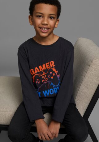 KIDSWORLD Langarmshirt "GAMER AT WORK" langärmlig, aus Baumwolle, aus Jerseystoff