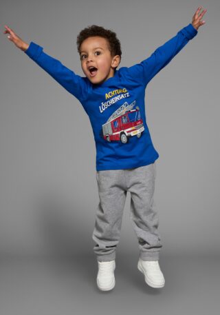 KIDSWORLD Langarmshirt "Mit Feuerwehr-Druck: ACHTUNG LÖSCHEINSATZ" Langarm, Basic-Passform, bedruckt, Rundhalsausschnitt