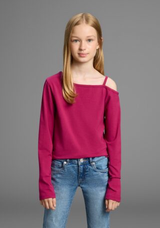 KIDSWORLD Langarmshirt "Off-Shoulder Shirt" Mit modischer Schulterlösung