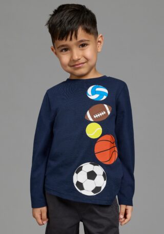 KIDSWORLD Langarmshirt "Shirt mit tollem Bälle Druck" Shirt mit Ball-Druck, Basic-Passform, Langarm, mit Rundhalsausschnitt