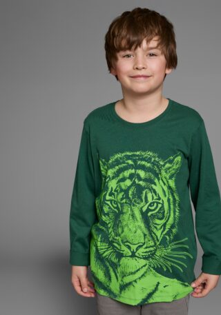 KIDSWORLD Langarmshirt "TIGER - Druck" Langarm, Basic-Passform, mit trendigem Druck, Rundhalsausschnitt