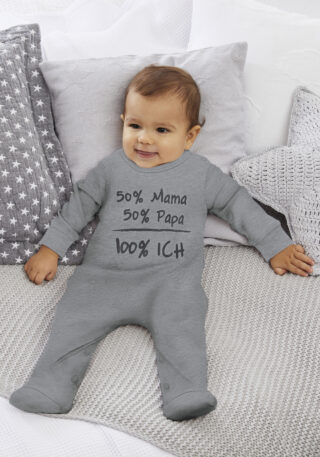 KIDSWORLD Schlafoverall "50% Mama, 50% Papa" aus Bio-Baumwolle