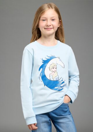 KIDSWORLD Sweatshirt "FROZEN Glitzerdruck Sweatshirt, Disney", Disney-Shirt mit Rundhalsausschnitt, Langarm, hüftlange Basic-Passform