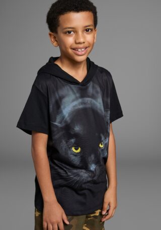 KIDSWORLD T-Shirt ", Kapuzen-T-Shirt mit Fotoprint: PANTHER" Kurzarm, modische Passform, mit stylischem Druck