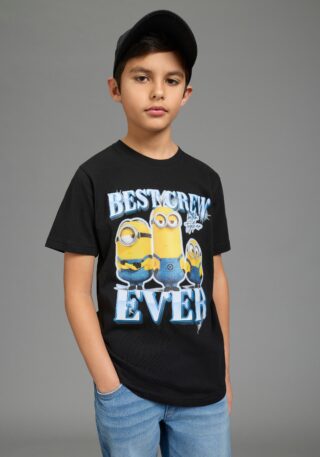 KIDSWORLD T-Shirt "MINIONS Shirt : BEST CREW EVER" Kurzarm, Rundhalsausschnitt, Basic Passform, aus Baumwolle