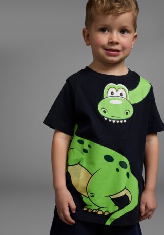 KIDSWORLD T-Shirt "Mit großem Druck: GREEN DINO" Kurzarm, Basic-Passform, bedruckt, Rundhalsausschnitt