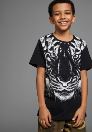KIDSWORLD T-Shirt "Mit großem Druck: WHITE TIGER" Kurzarm, Basic-Passform, bedruckt, Rundhalsausschnitt