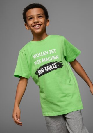 KIDSWORLD T-Shirt "Mit Spruch: WOLLEN IST WIE MACHEN...." Kurzarm, Basic-Passform, bedruckt, Rundhalsausschnitt