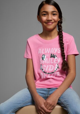 KIDSWORLD T-Shirt "mit Wendepailletten" Kurzarm, Basic-Passform, mit Pailletten, bedruckt