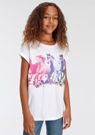 KIDSWORLD T-Shirt "Pferde" Kurzarm, bedruckt, Rundhalsausschnitt, aus Baumwolle