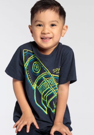 KIDSWORLD T-Shirt "RAKETE" Kurzarm, Basic-Passform, mit trendigem Druck, Rundhalsausschnitt