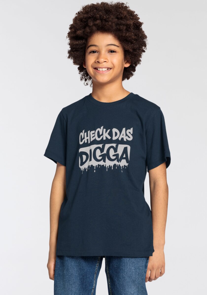 KIDSWORLD T-Shirt "Sprücheshirt: CHECK DAS DIGGA" Kurzarm, Basic-Passform, bedruckt, Rundhalsausschnitt