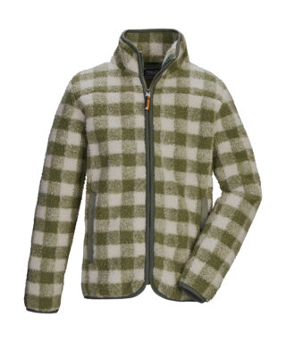 Killtec Fleecejacke "KOW 244 BYS FLC JCKT" Kinder Sherpa Fleecejacke mit Karomuster, Kinnschutz und Taschen