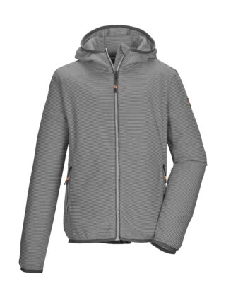 Killtec Fleecejacke "KOW 246 BYS FLC JCKT" Gestreifte Kinder Fleecejacke mit Kapuze, Kinnschutz und Taschen