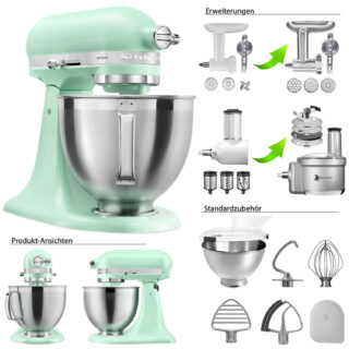 KitchenAid Küchenmaschine 4,7 L 5KSM195 Fleischwolf Gemüse Set Spearmint