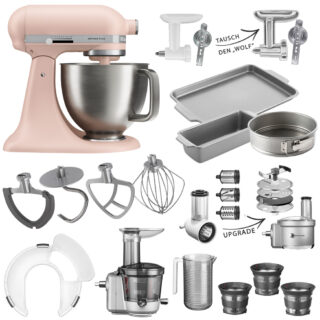 KitchenAid Küchenmaschine Artisan Plus 5KSM50 Mega-Winter-Set Feather Pink
