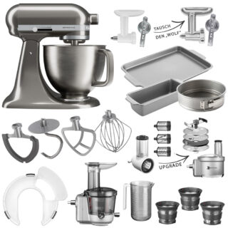 KitchenAid Küchenmaschine Artisan Plus 5KSM50 Mega-Winter-Set Medallion Silber