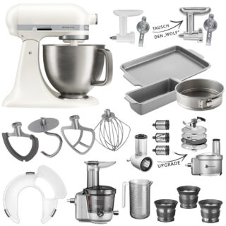 KitchenAid Küchenmaschine Artisan Plus 5KSM50 Mega-Winter-Set Porcelain White